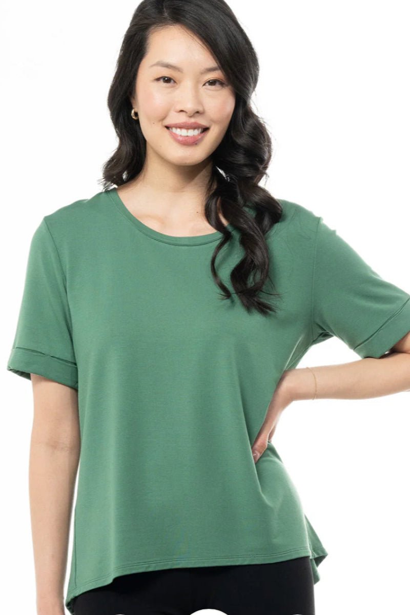 Folded Cuff Tee - Forest Green - The Daisy Chain