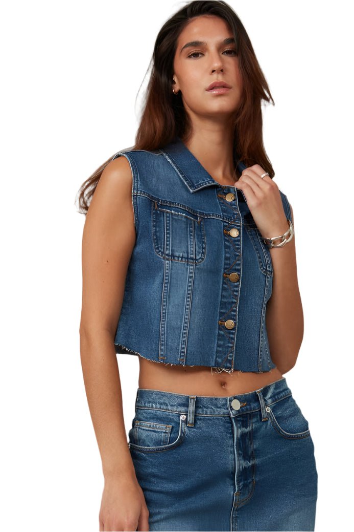 Gabby Crop Vest: Dark Sky - The Daisy Chain