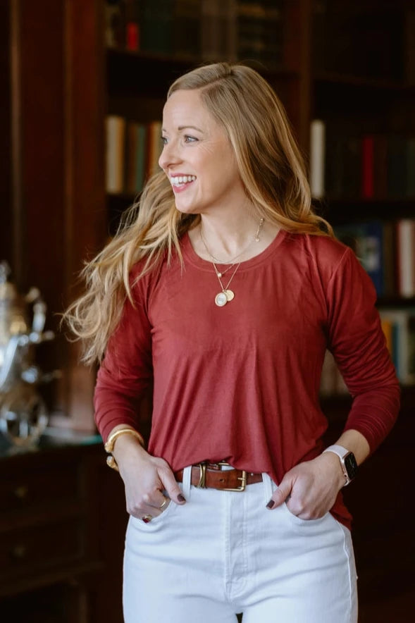 Garnet Scoop Neck Top