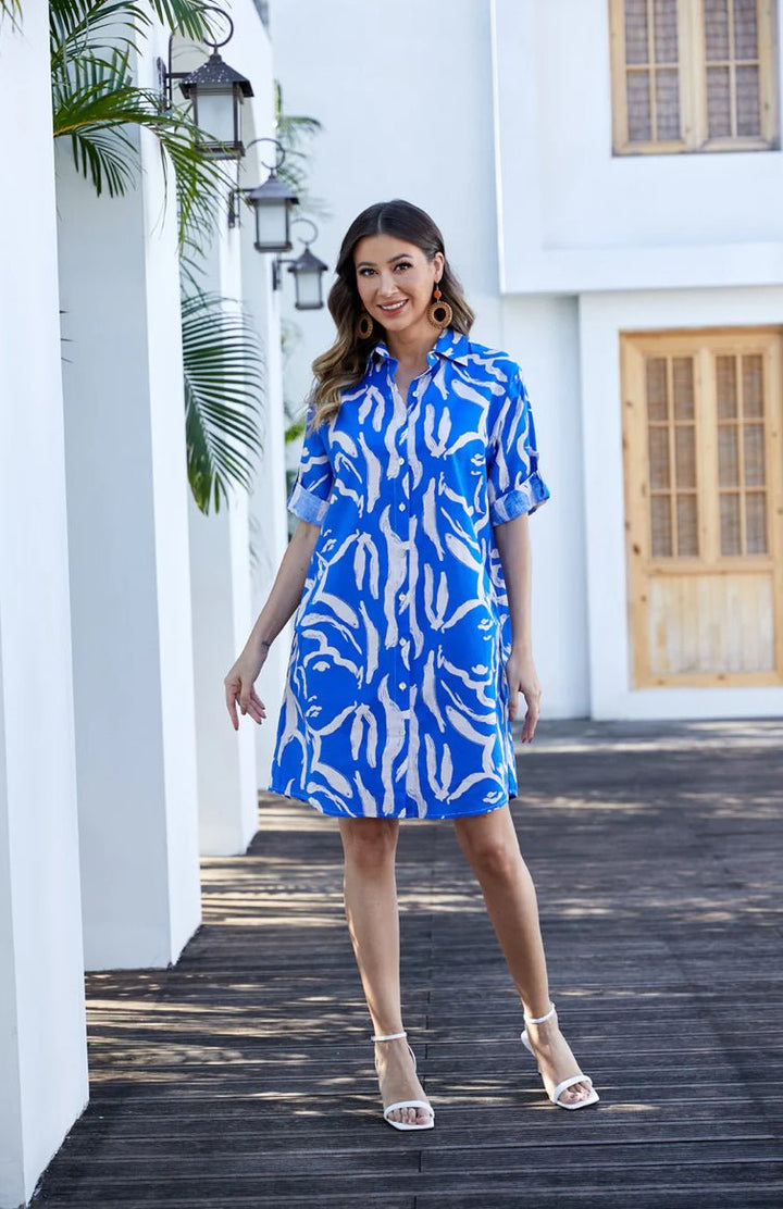 Gia Smart Dress - Blue - The Daisy Chain