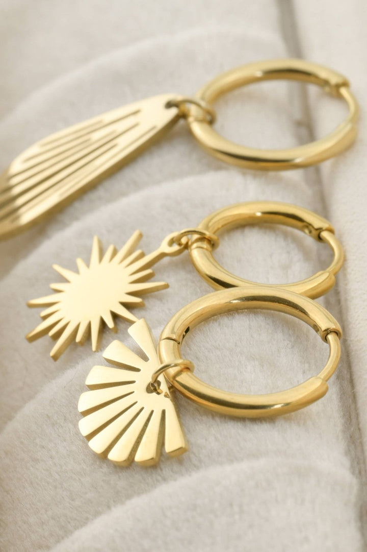 Gold Charm Hoops - Fan Hoops - The Daisy Chain