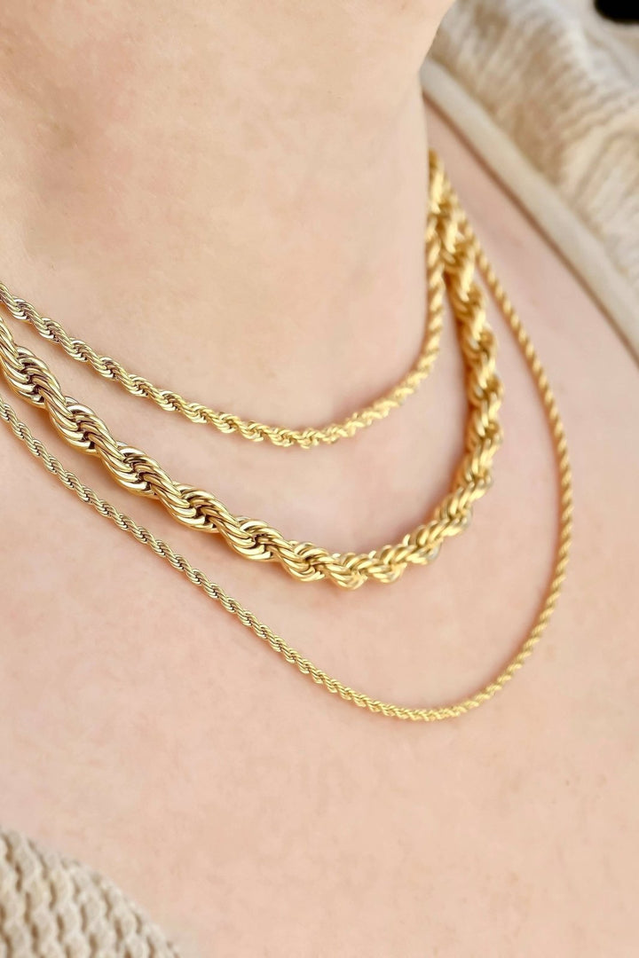 Gold Rope Chain Necklace - 3 MM - The Daisy Chain