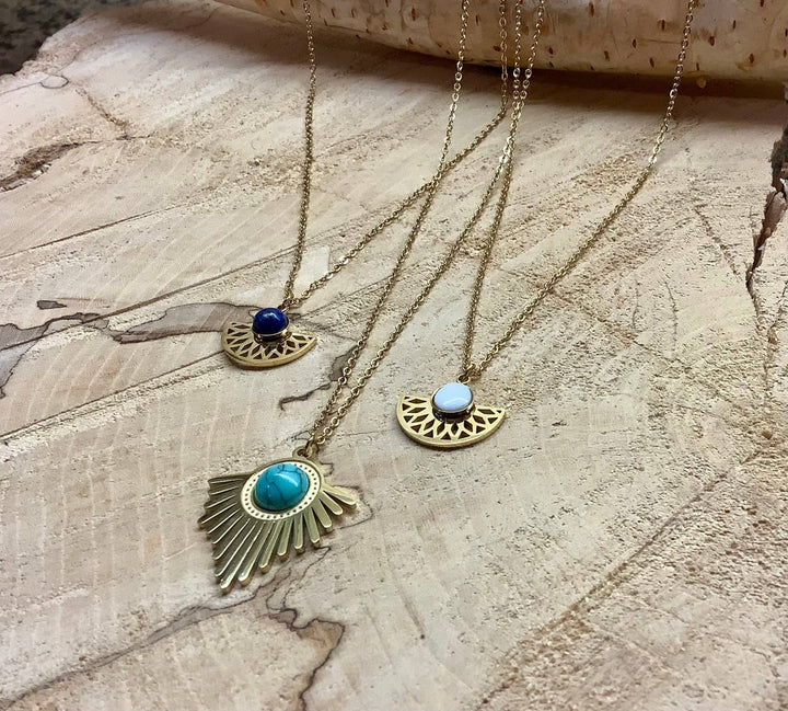 Gold Stone Necklace - Turquoise - The Daisy Chain