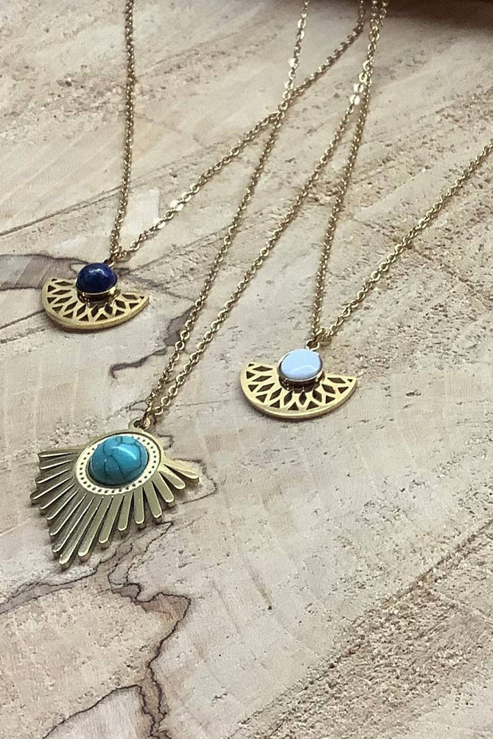 Gold Stone Necklace - Turquoise - The Daisy Chain