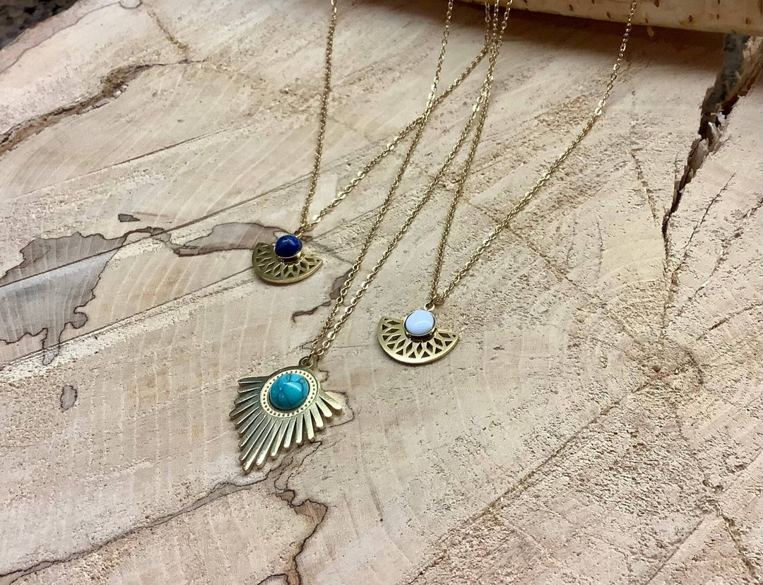 Gold Stone Necklace - Turquoise - The Daisy Chain