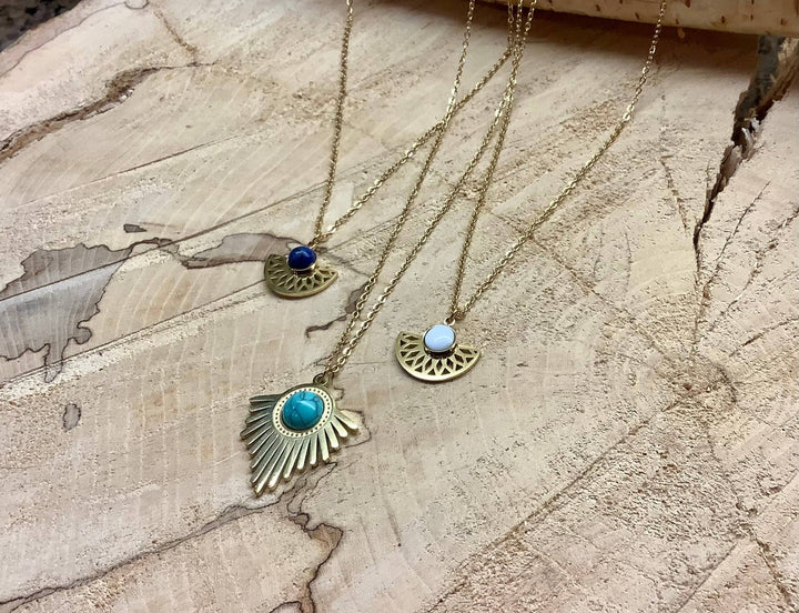 Gold Stone Necklace - Turquoise - The Daisy Chain