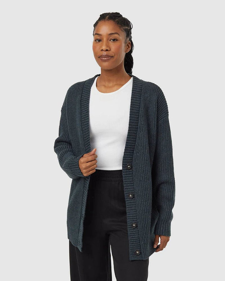 Highline Oversized Button Cardigan - River Green Heather - The Daisy Chain