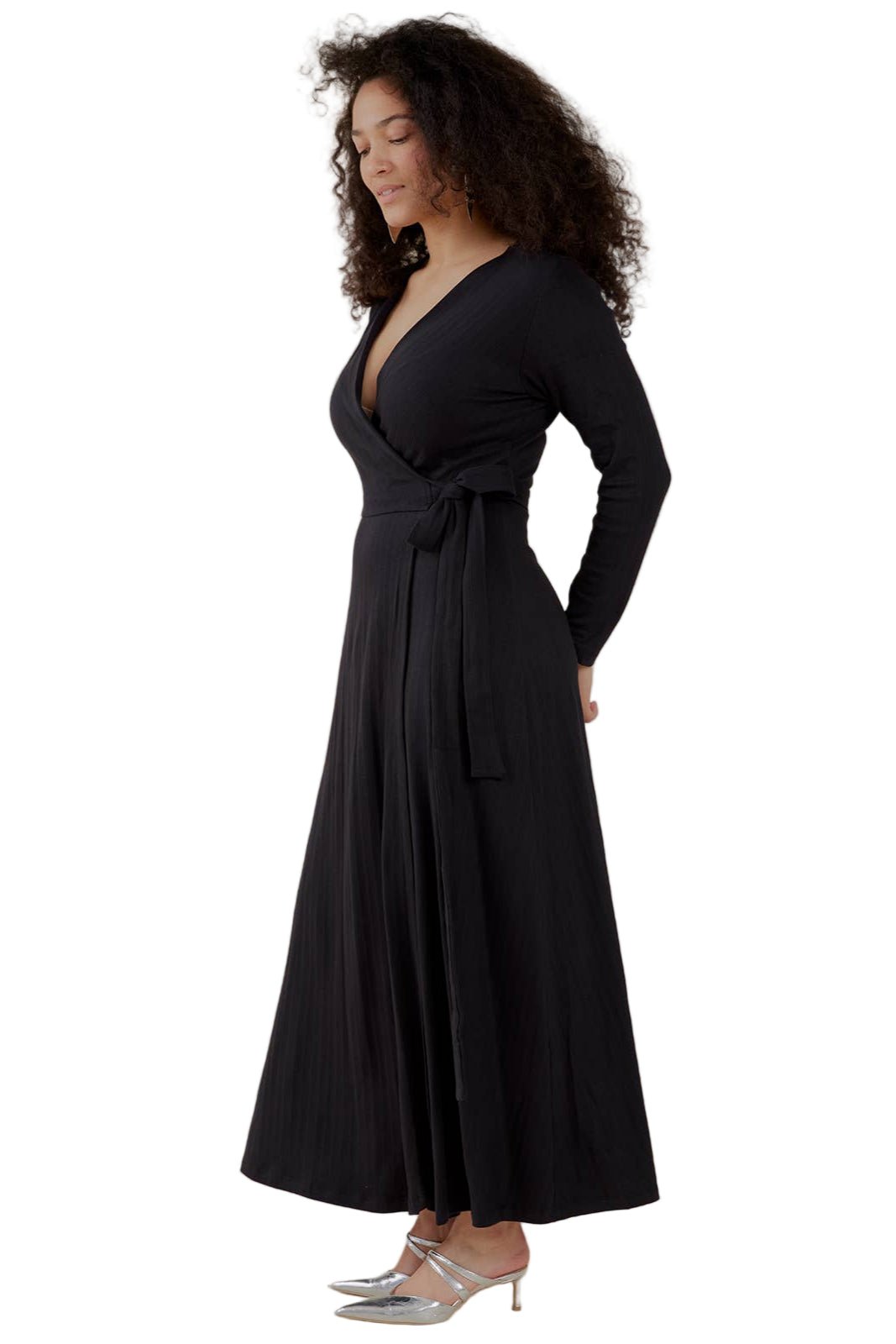 Katie Maxi Wrap Dress - Black - The Daisy Chain