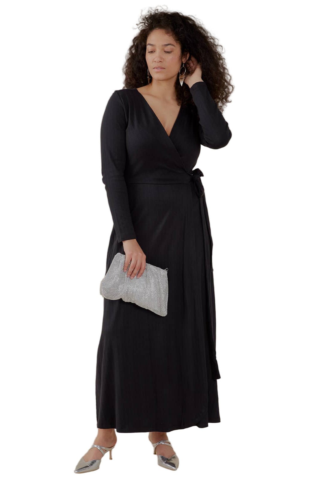 Katie Maxi Wrap Dress - Black - The Daisy Chain