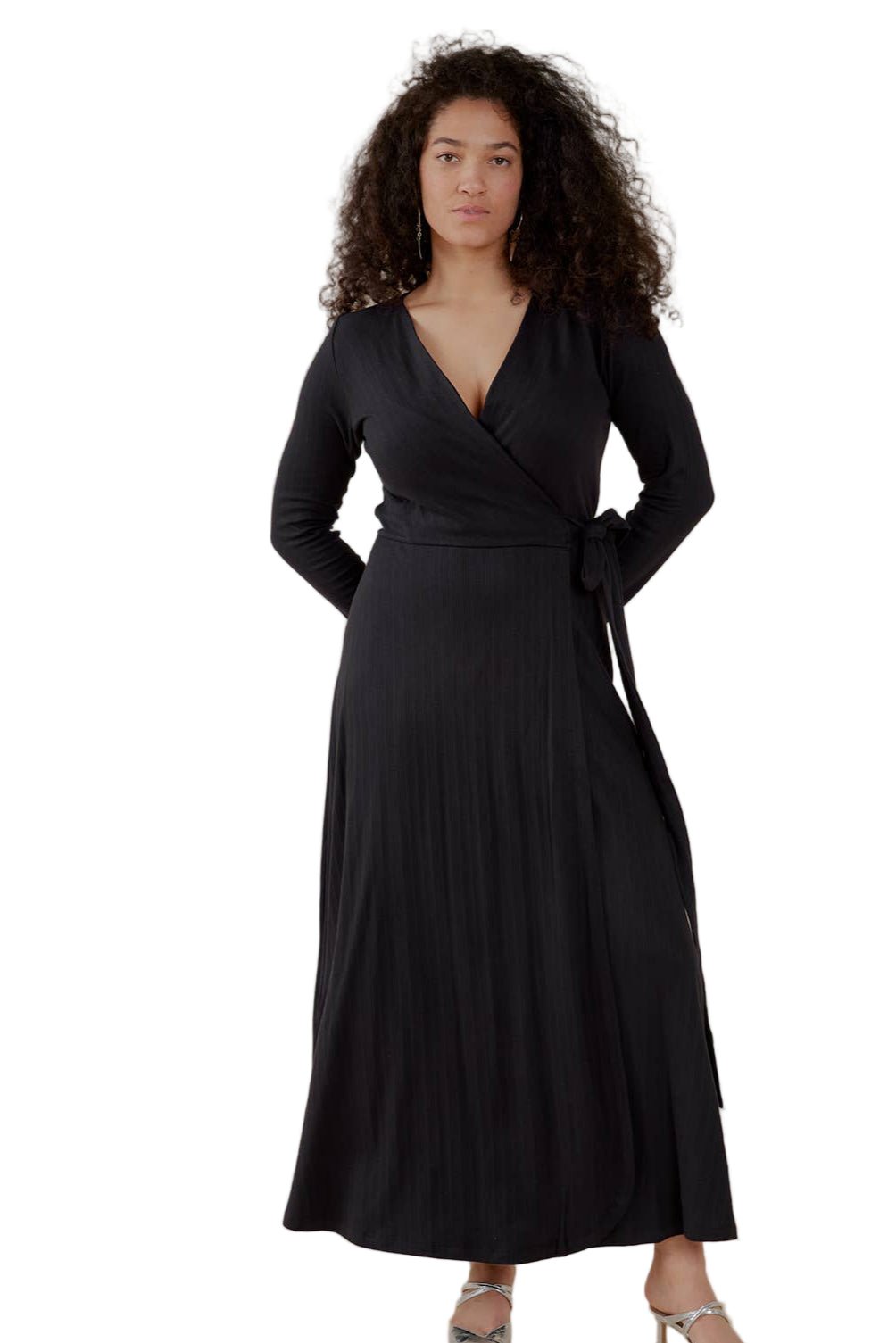 Katie Maxi Wrap Dress - Black - The Daisy Chain