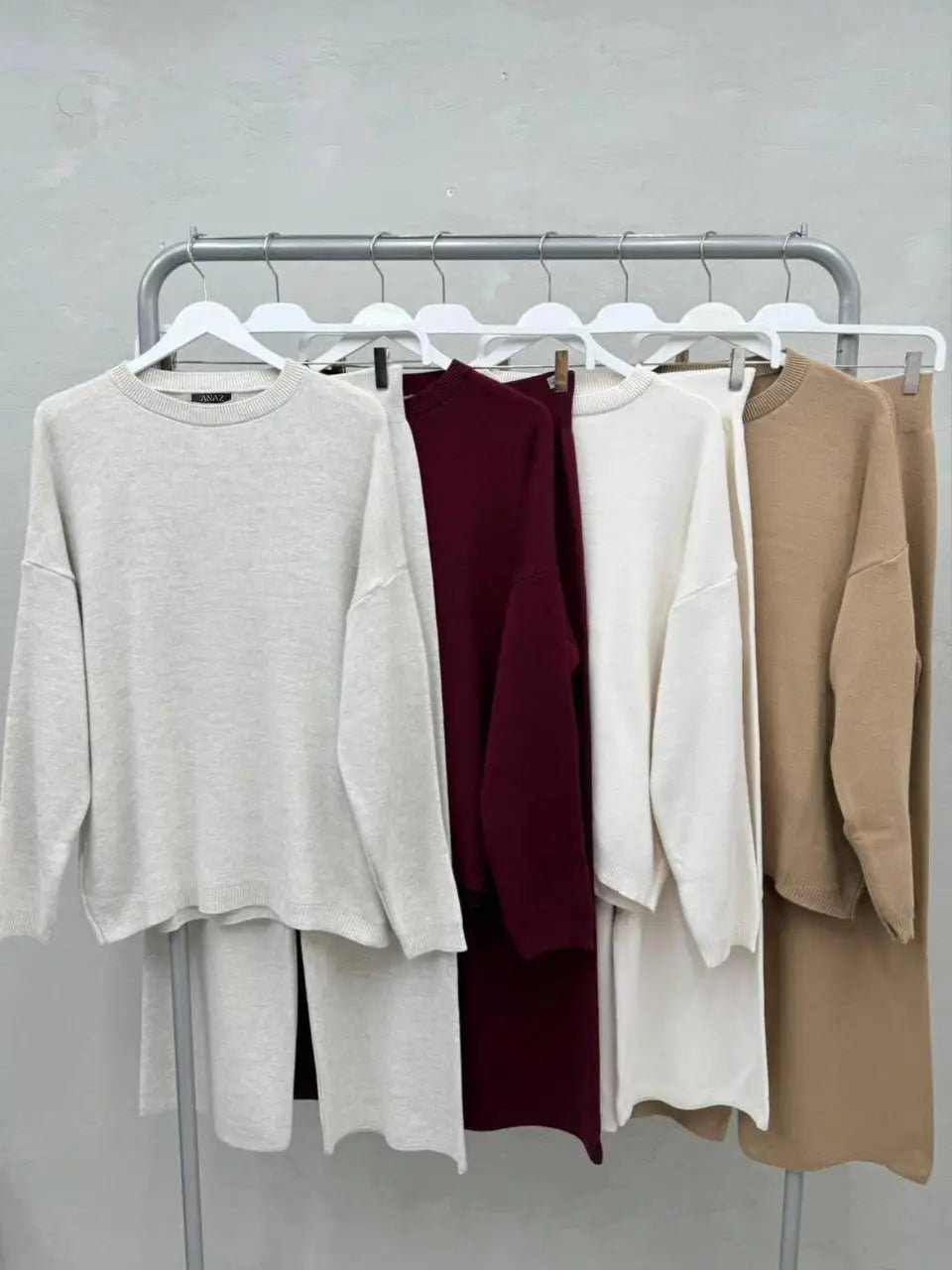 Knit Crewneck Set - Heather Oat - The Daisy Chain