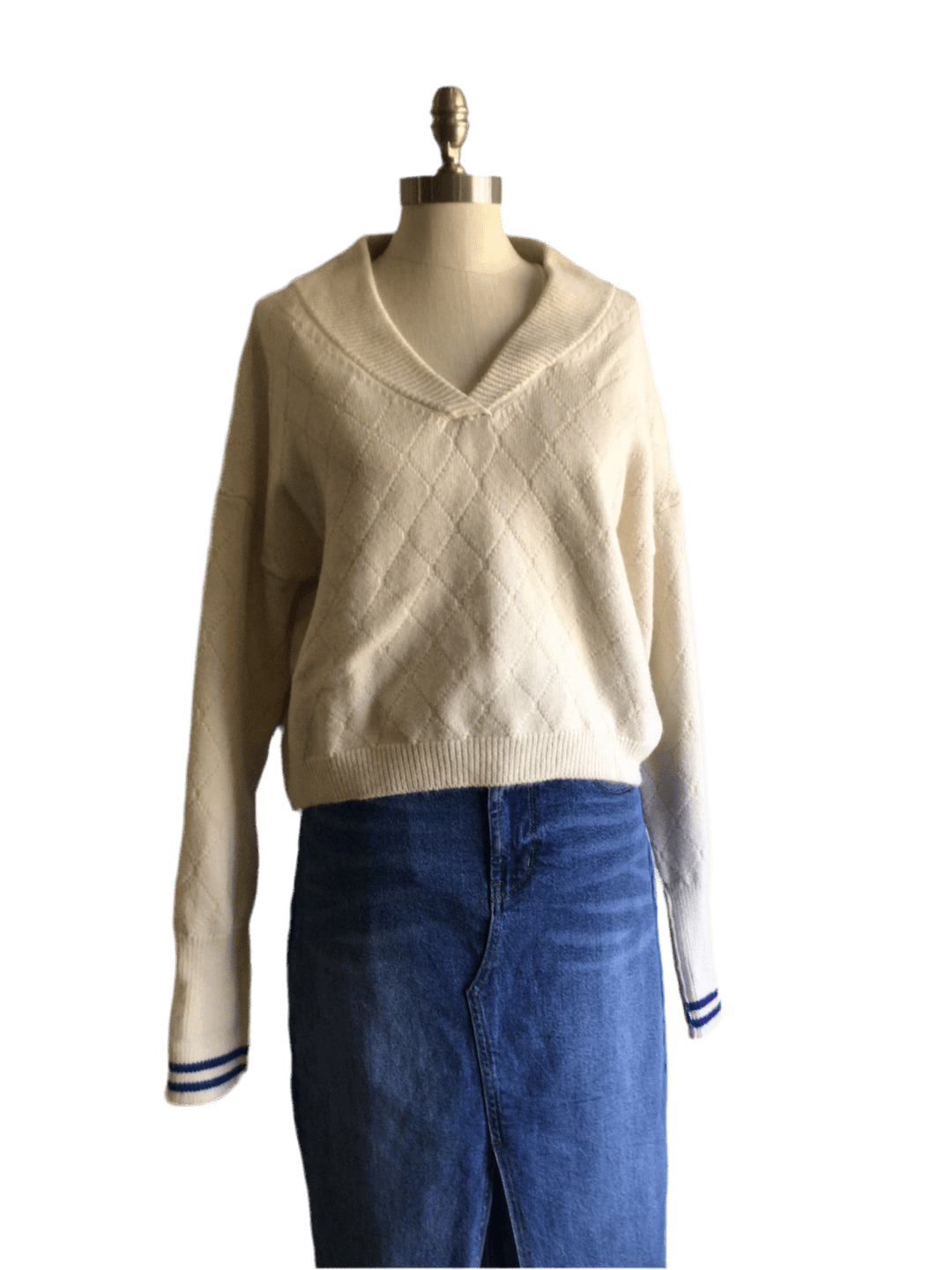 Knitted Varsity V - Neck Sweater - The Daisy Chain