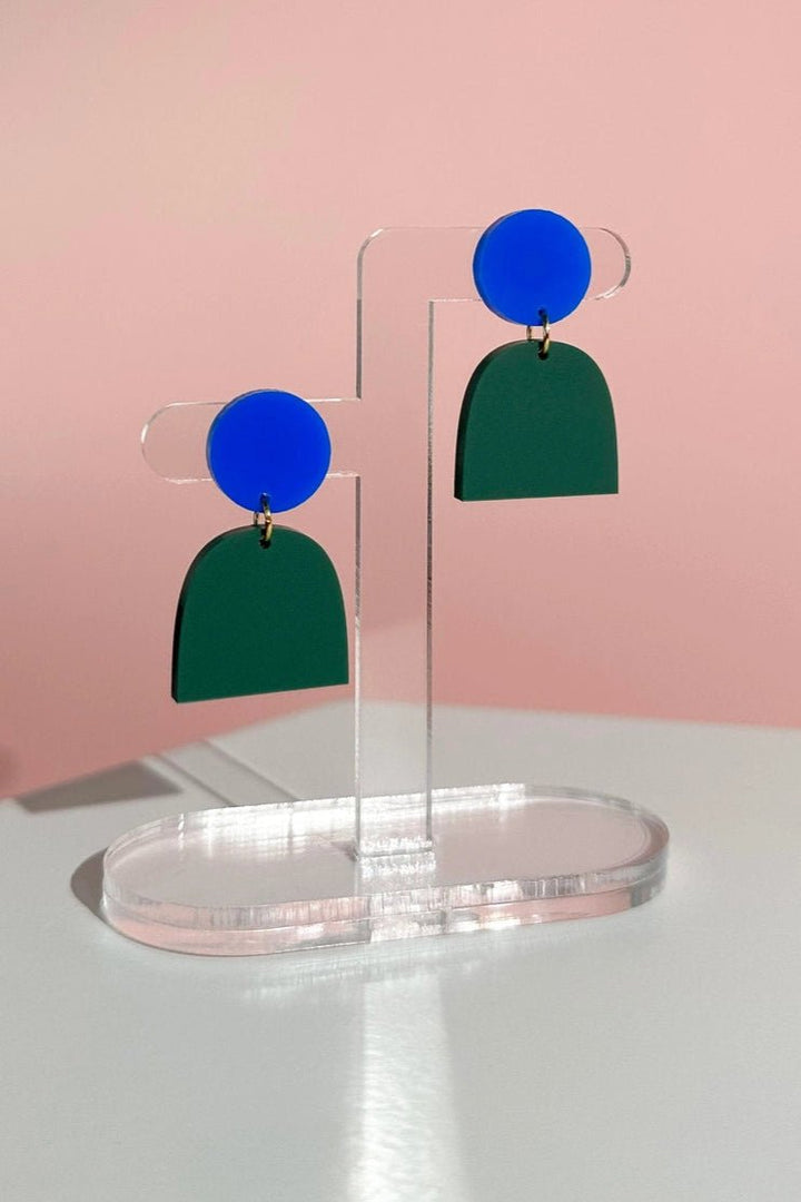 Lad Earrings: Cobalt & Dark Green - The Daisy Chain