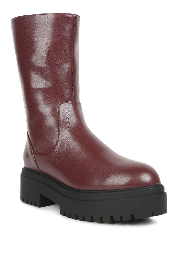 Lewisa Lug Boot - Burgundy - The Daisy Chain