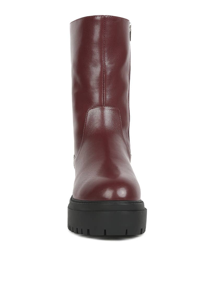 Lewisa Lug Boot - Burgundy - The Daisy Chain