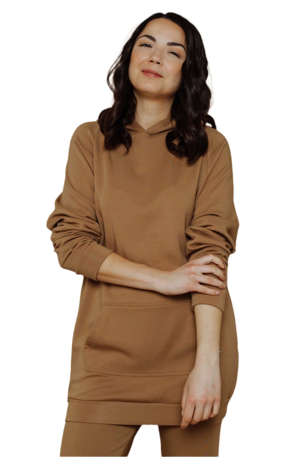 Luxe Fleece Hoody Tunic - Camel - The Daisy Chain