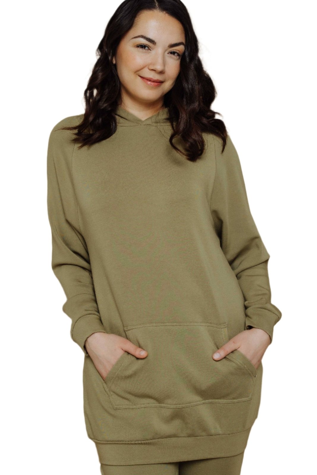 Luxe Fleece Hoody Tunic - Sage - The Daisy Chain