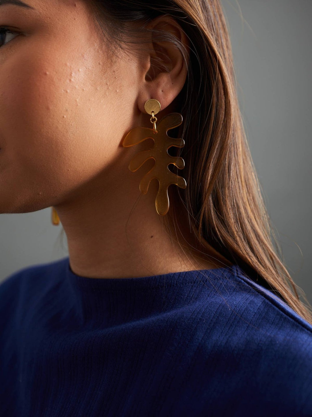 Matisse Leaf Earrings Amber - The Daisy Chain