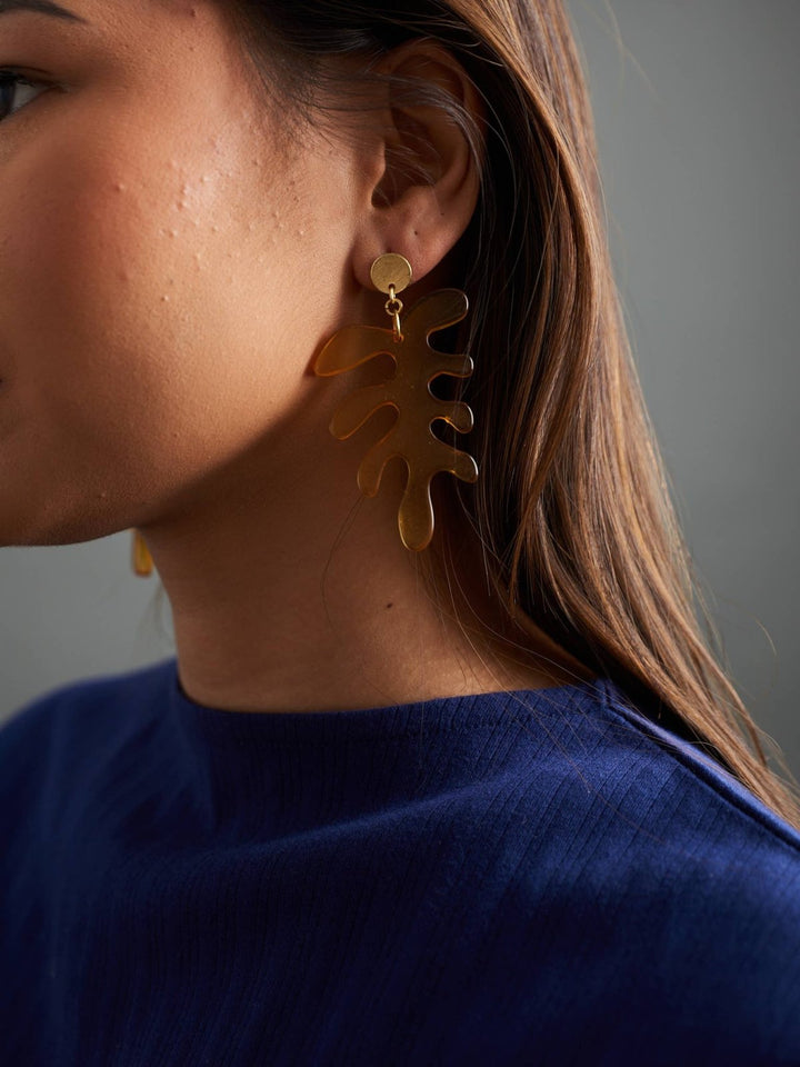Matisse Leaf Earrings Amber - The Daisy Chain