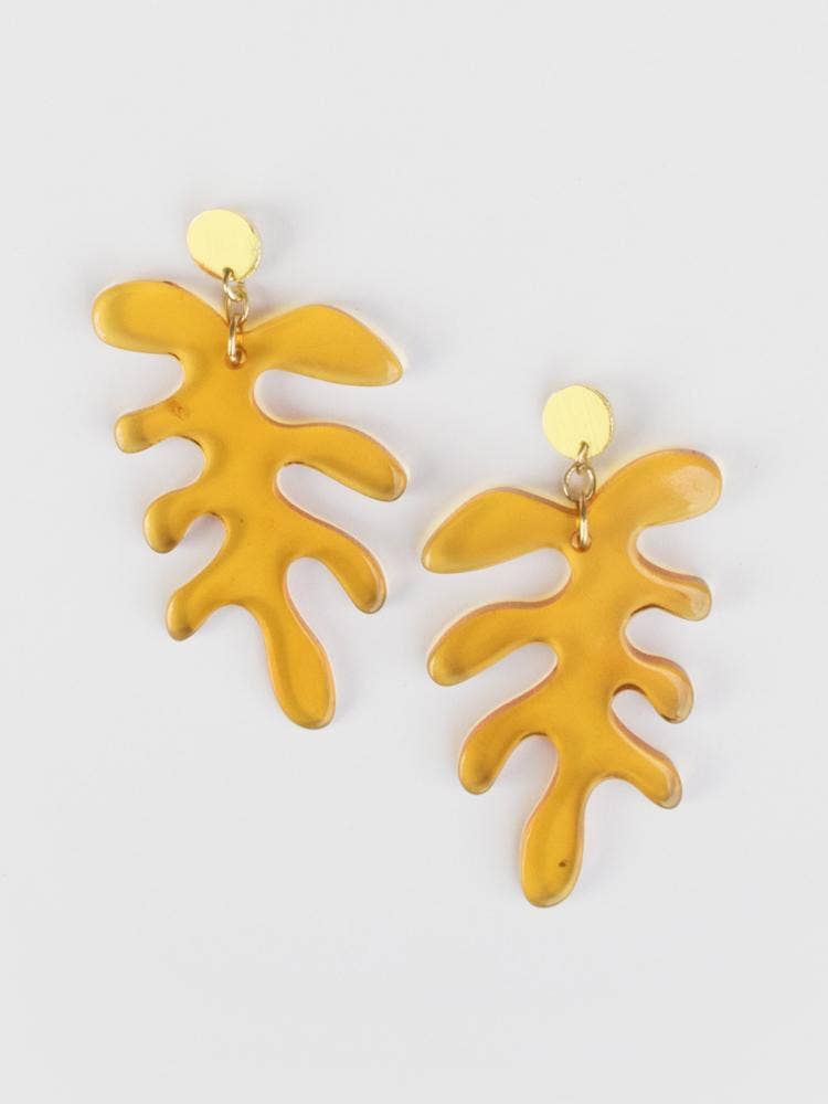 Matisse Leaf Earrings Amber - The Daisy Chain