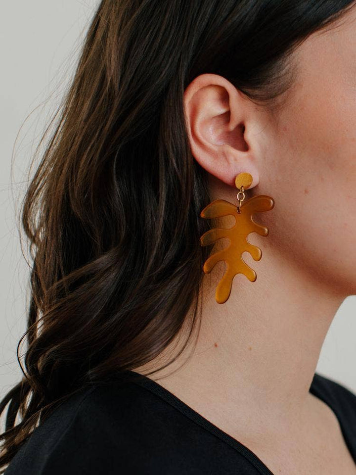 Matisse Leaf Earrings Amber - The Daisy Chain