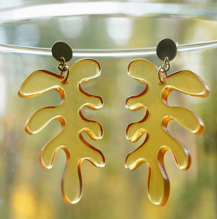 Matisse Leaf Earrings Amber - The Daisy Chain
