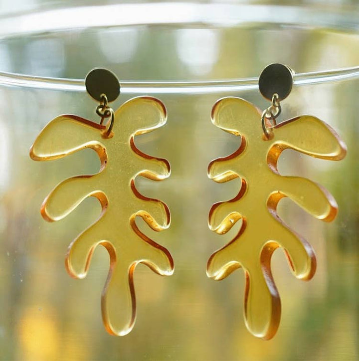 Matisse Leaf Earrings Amber - The Daisy Chain