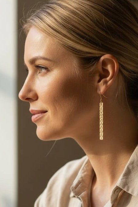 Metal Bar Earring - Gold Colour - The Daisy Chain