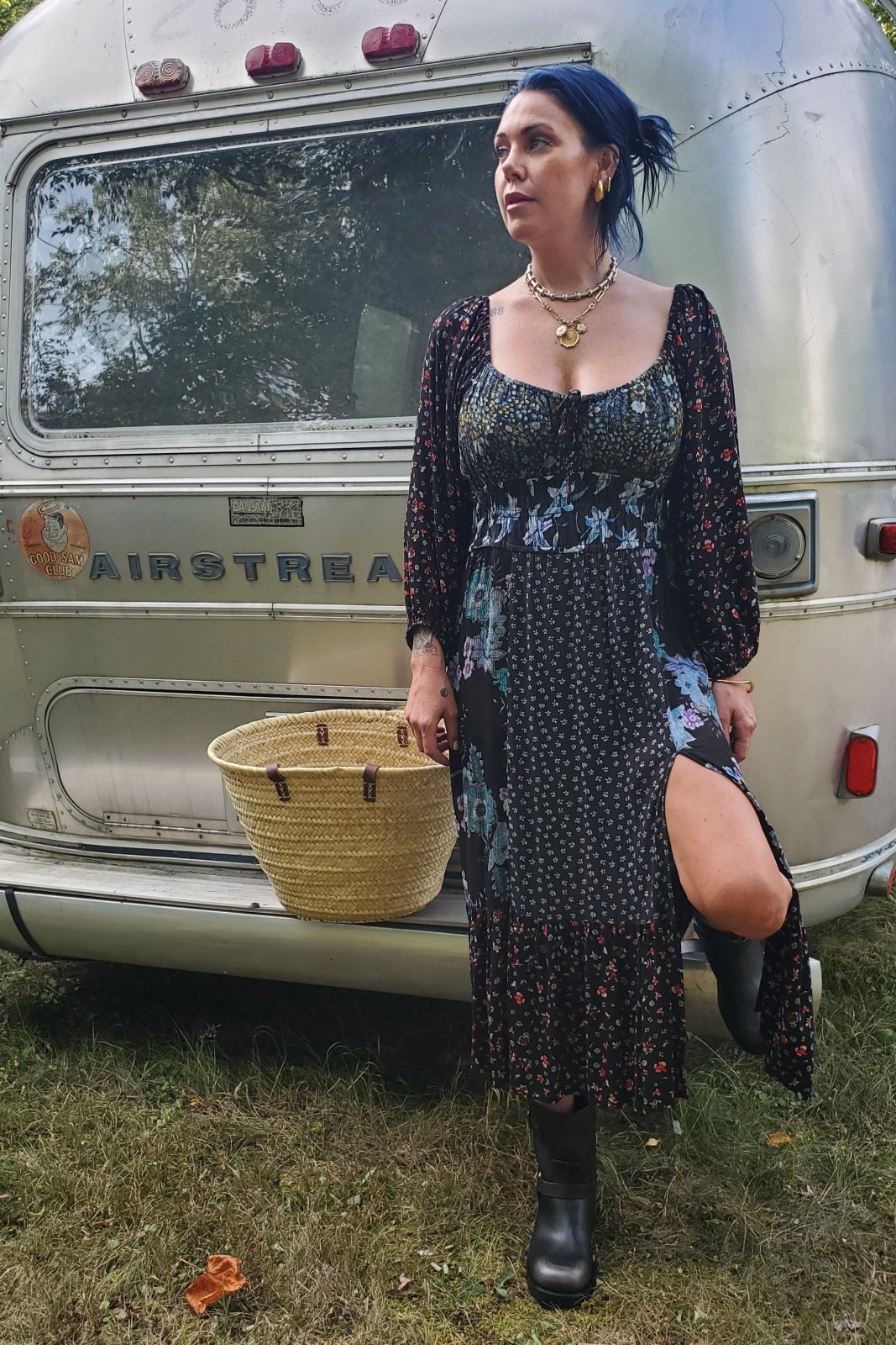 Midnight Bloom Midi Dress - The Daisy Chain