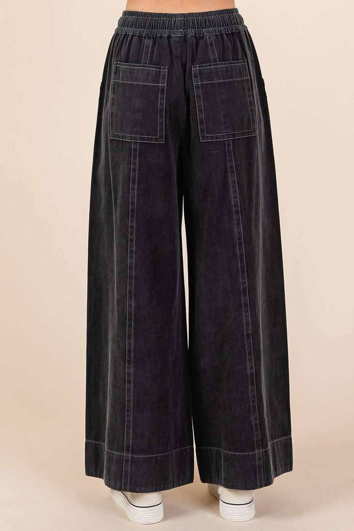 Mineral Wash Pocket Pants - Black - The Daisy Chain