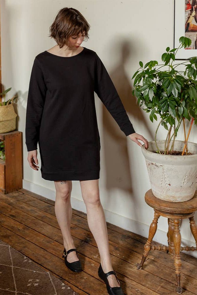 Organic Sweater Dress - Black - The Daisy Chain
