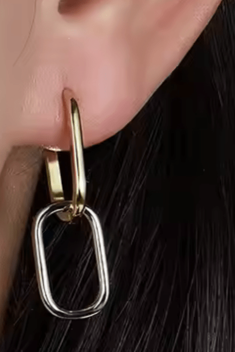  Paperclip Duo Link Hoop Earring : Two tone - The Daisy Chain
