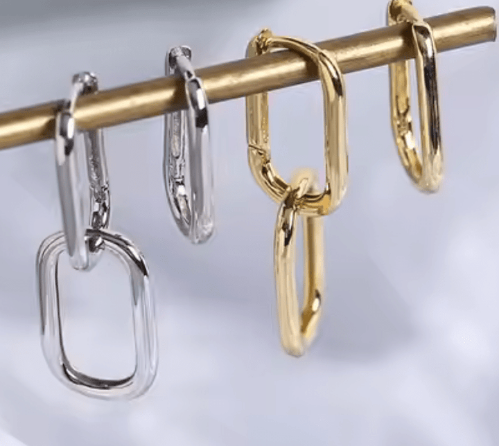  Paperclip Duo Link Hoop Earring : Two tone - The Daisy Chain