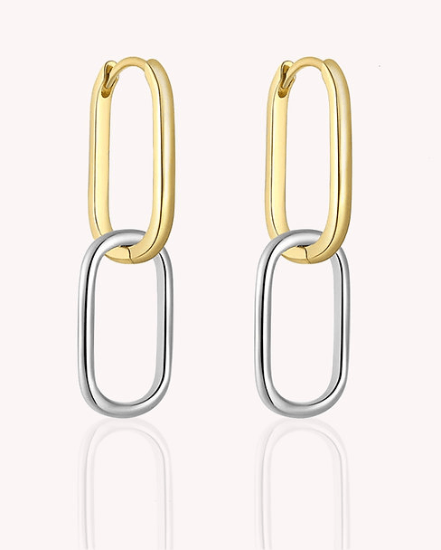  Paperclip Duo Link Hoop Earring : Two tone - The Daisy Chain