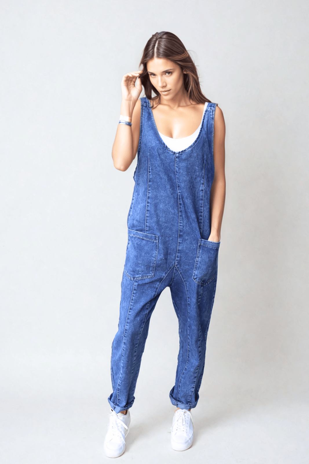 Patch Pocket Overalls - Denim - The Daisy Chain
