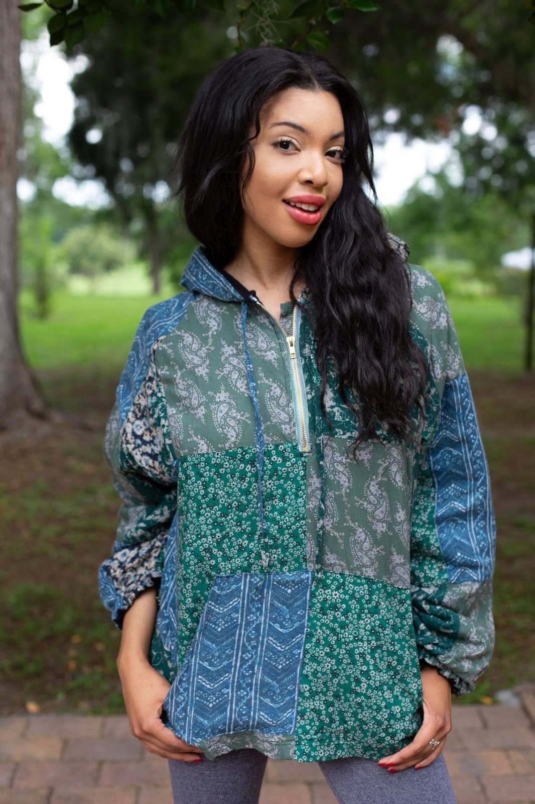 Patchwork Rayon Hoodie - The Daisy Chain