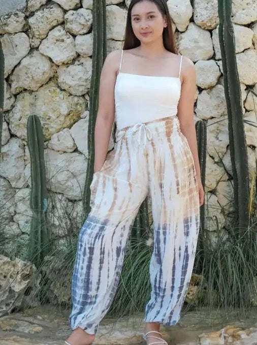Bali Pants- Peach Indigo Tie Dye