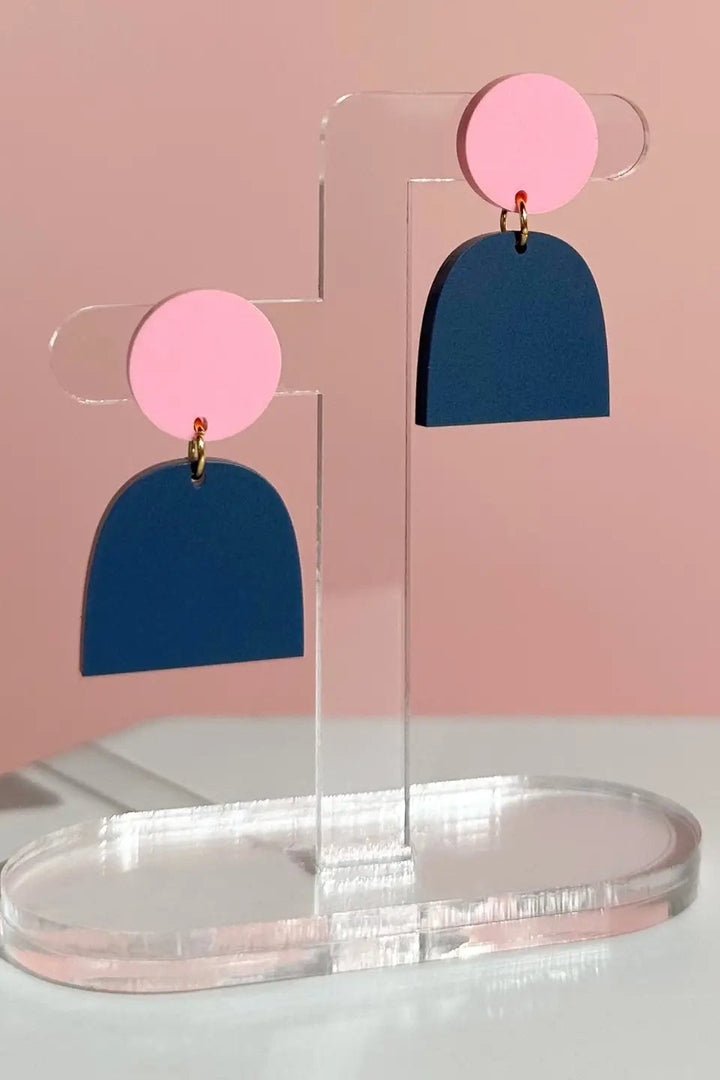 Lad Earrings: Pink & Navy