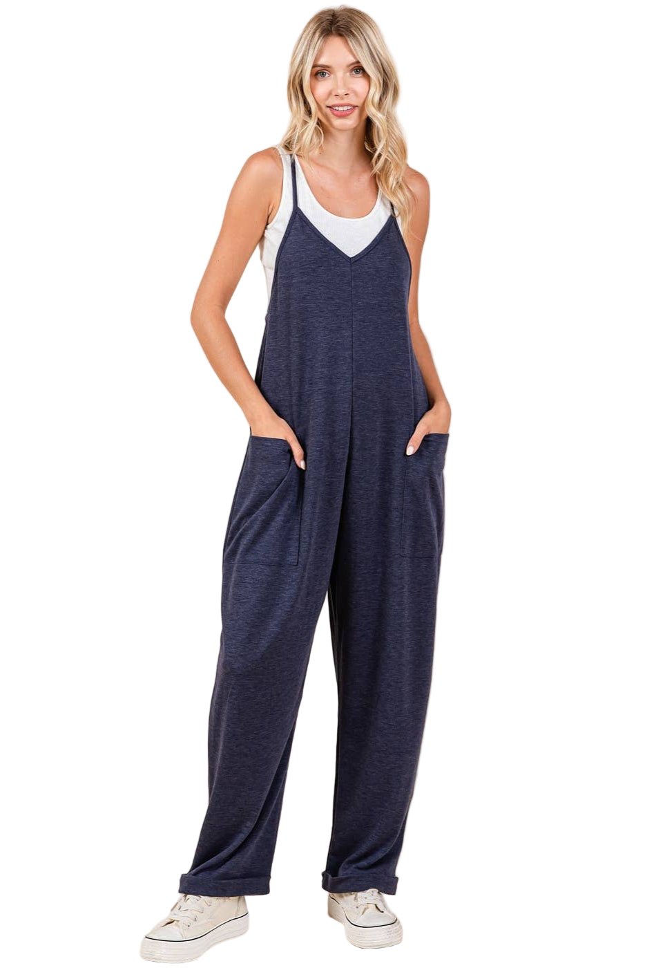 Racerback Jumpsuit - Soft Navy - The Daisy Chain