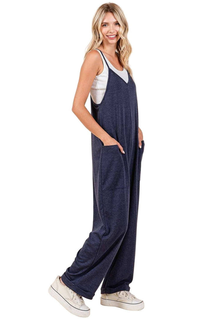 Racerback Jumpsuit - Soft Navy - The Daisy Chain