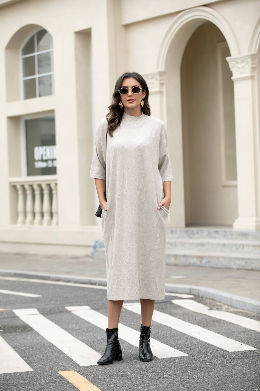 Regal Weave Sweater Dress: Vanilla - The Daisy Chain