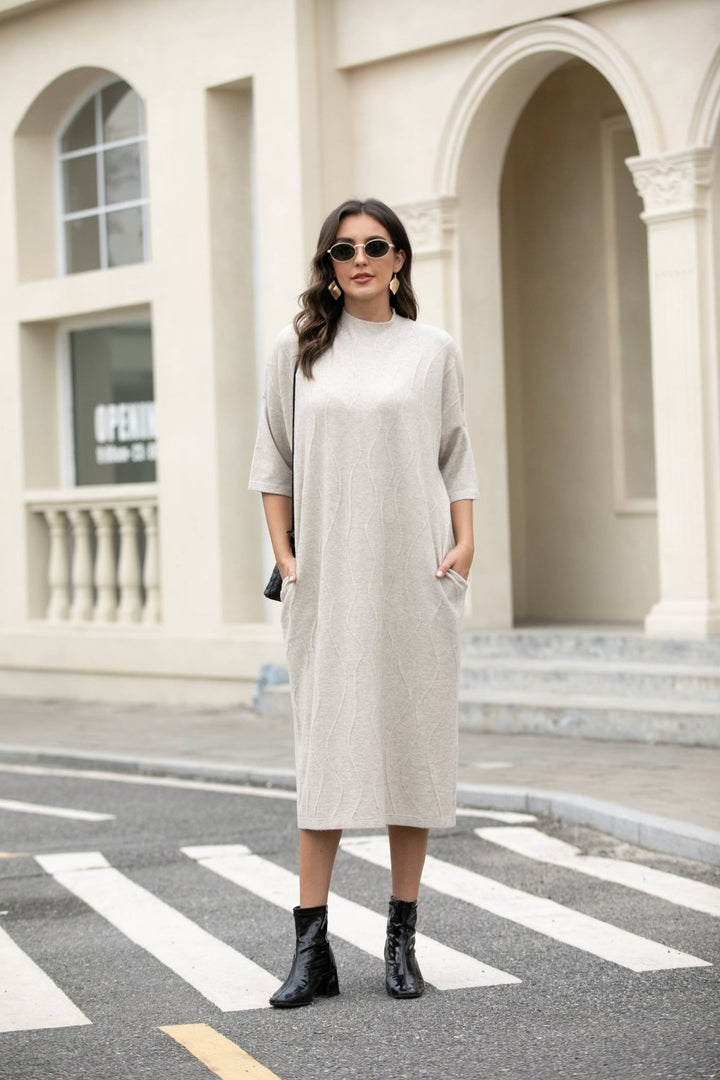 Regal Weave Sweater Dress: Vanilla - The Daisy Chain