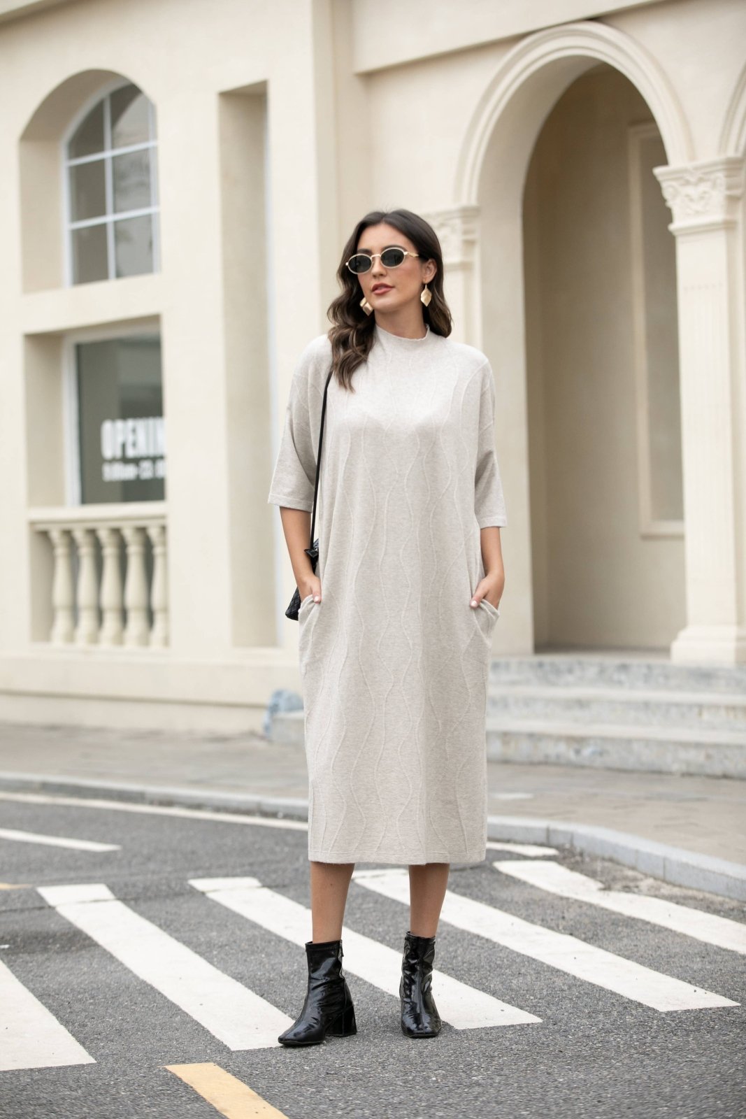 Regal Weave Sweater Dress: Vanilla - The Daisy Chain