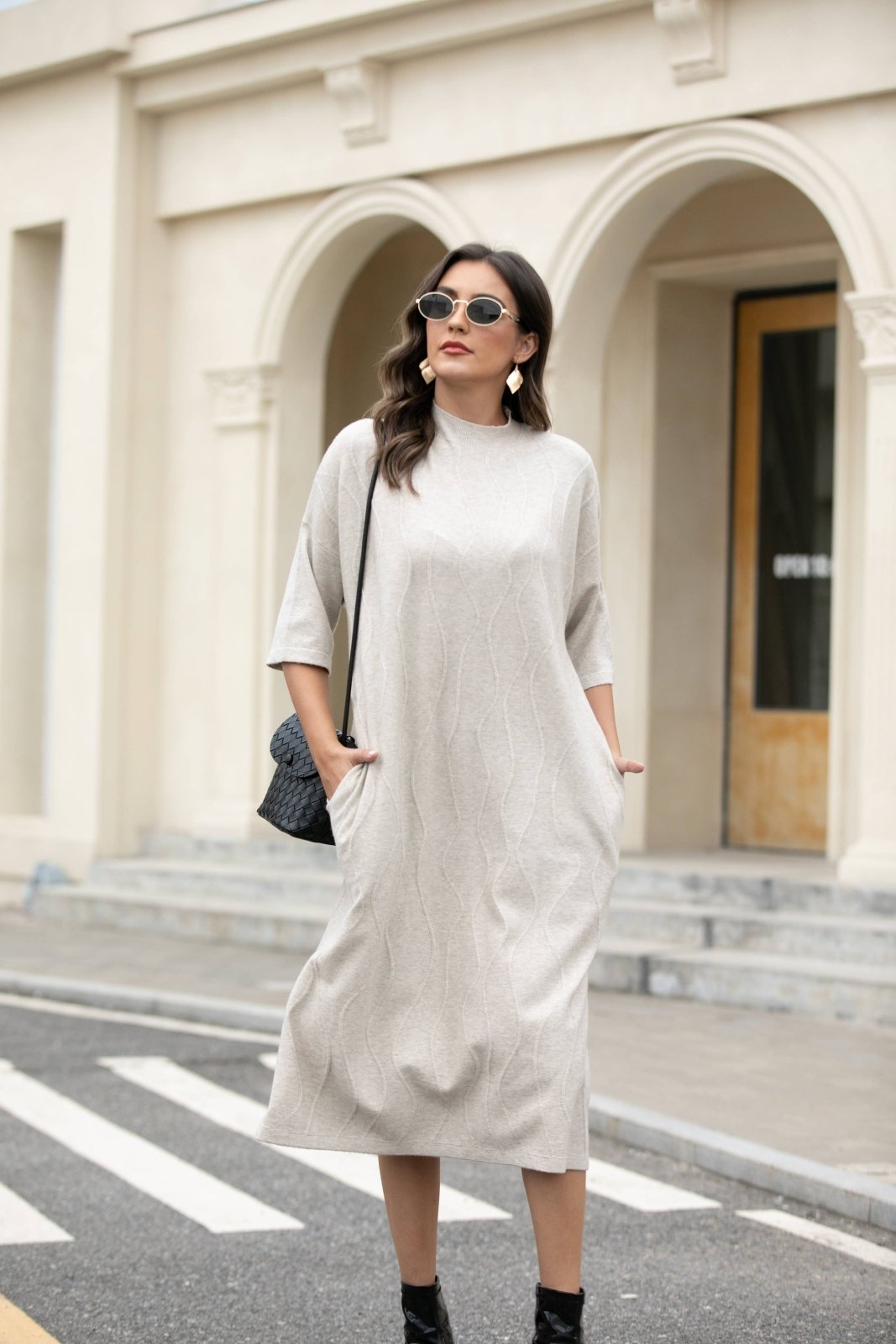 Regal Weave Sweater Dress: Vanilla - The Daisy Chain