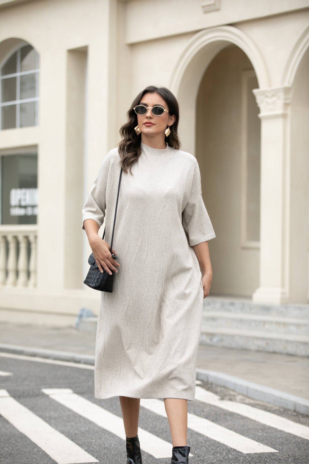 Regal Weave Sweater Dress: Vanilla - The Daisy Chain