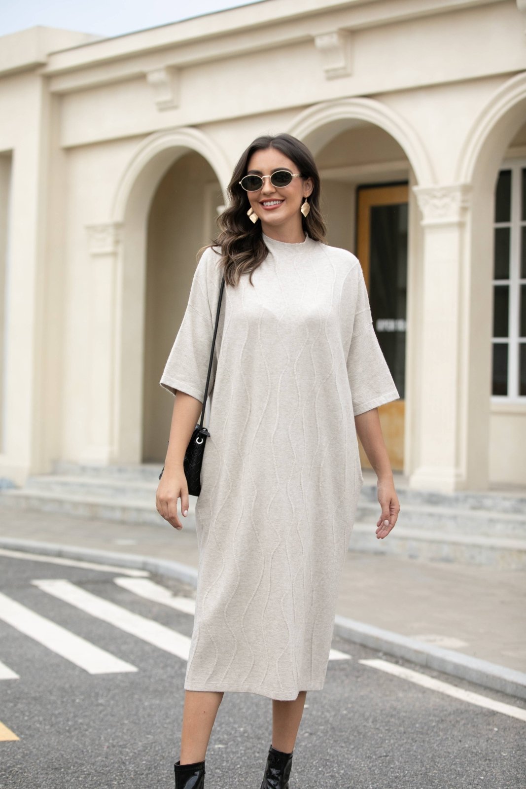 Regal Weave Sweater Dress: Vanilla - The Daisy Chain
