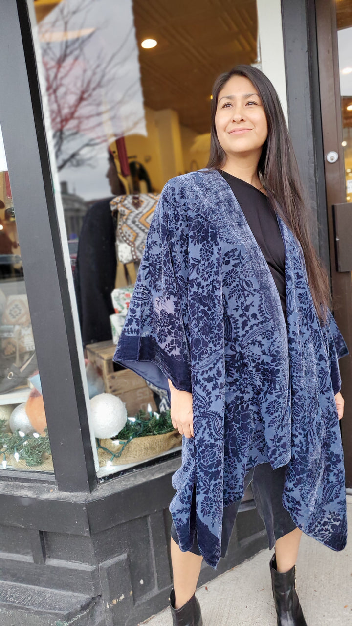 Indigo Velvet Kimono