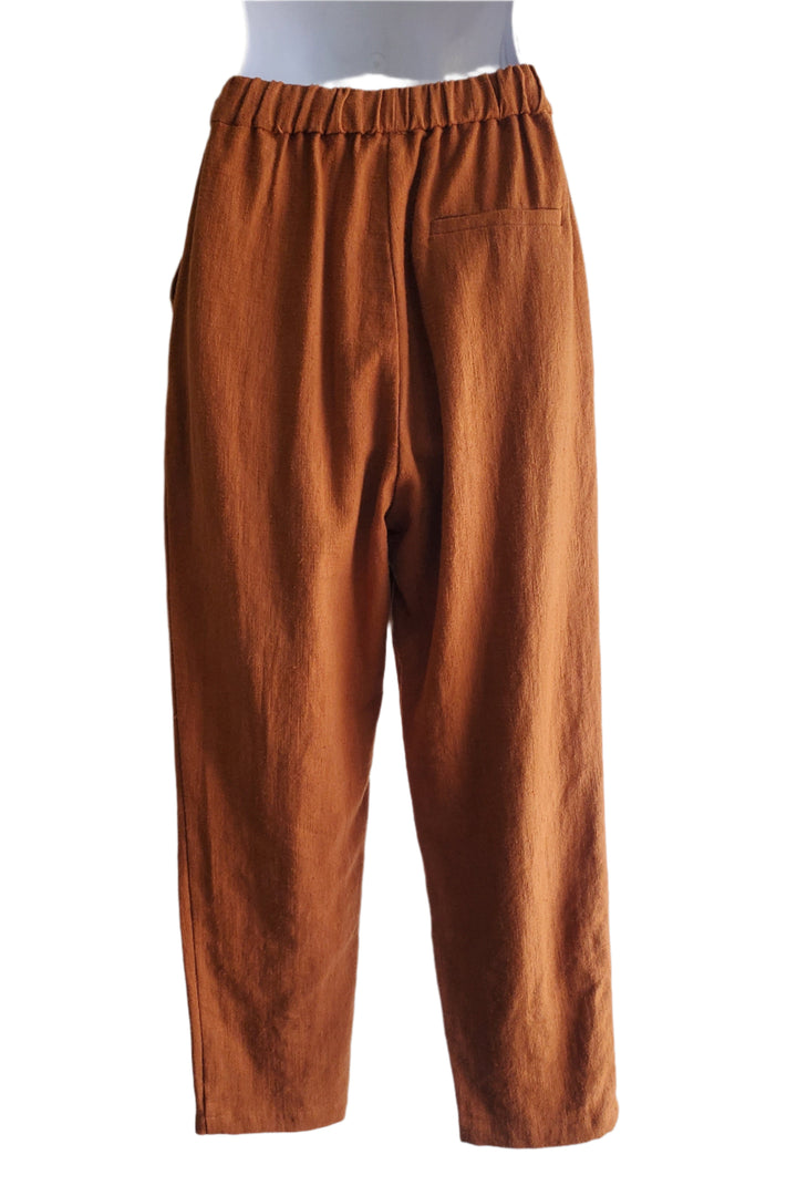 Linen Blend Pants - Rust