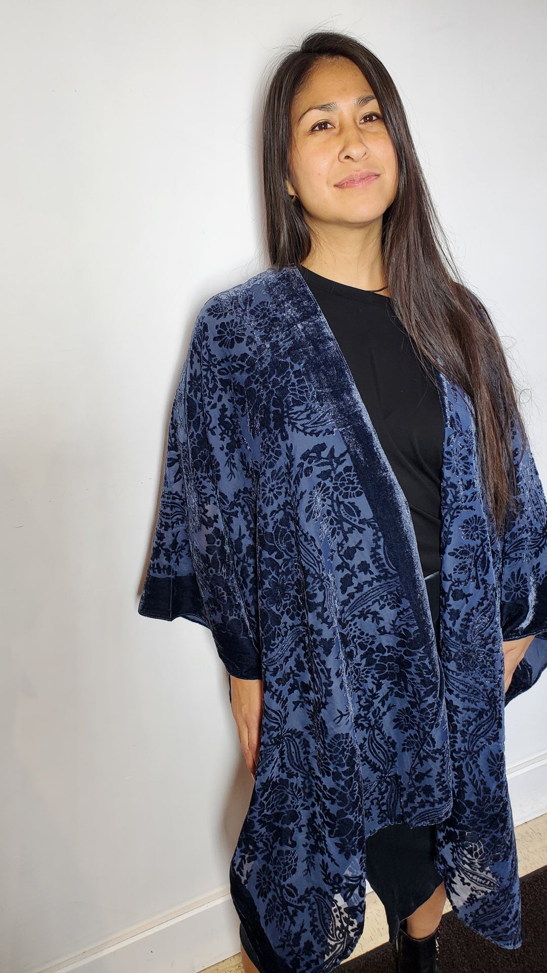 Indigo Velvet Kimono