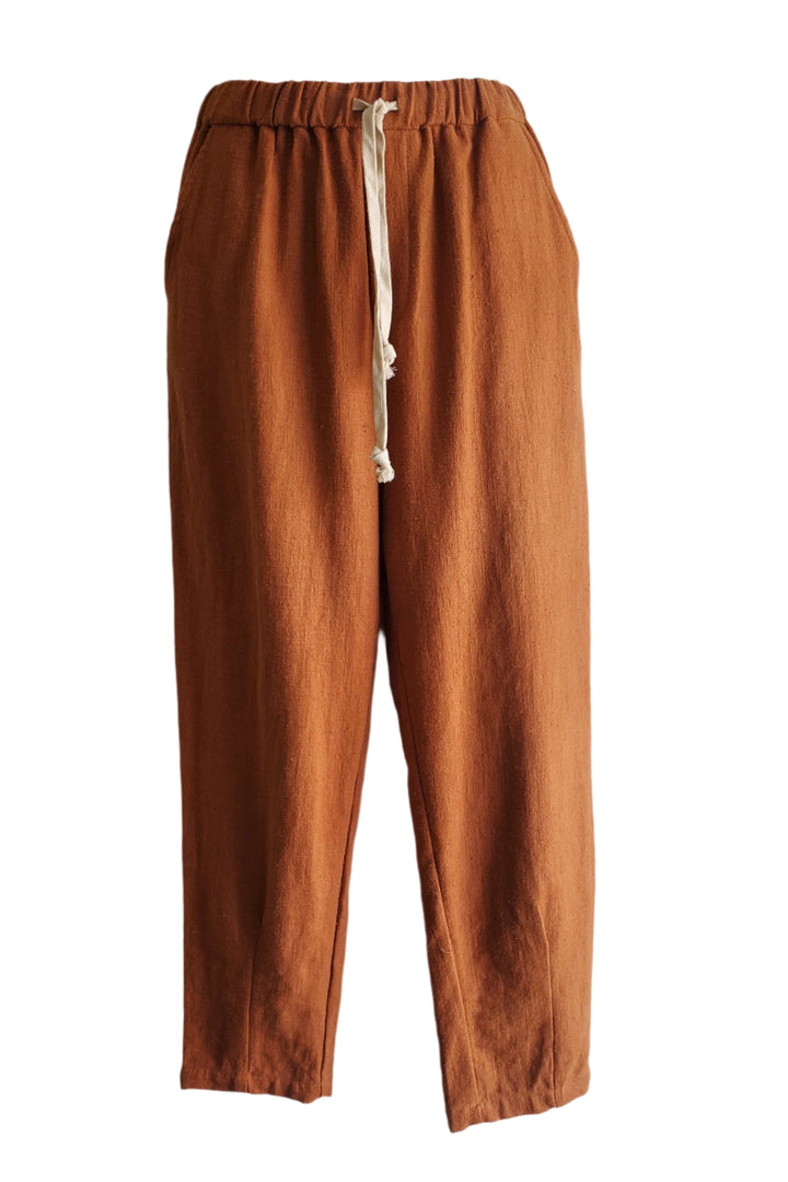 Linen Blend Pants - Rust
